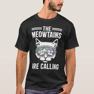 Het kat van de bergen noemt de Snowboard Ski Mount T-shirt