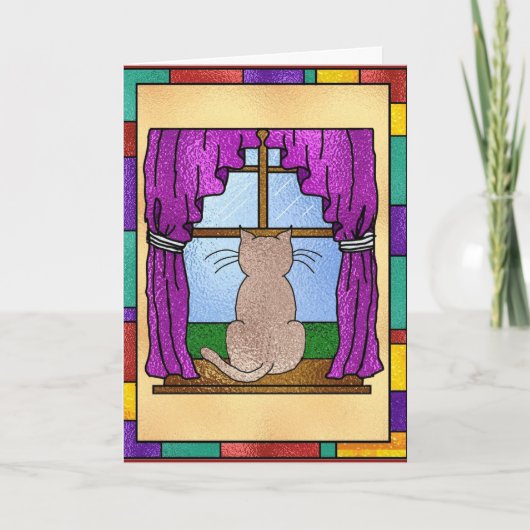 Het Kat van het Glas in lood Kaart (Voorkant)