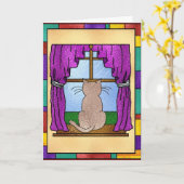Het Kat van het Glas in lood Kaart (Gele Bloem)
