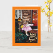 Het Kat van het trick or treat - Gelukkig Kaart (Gele Bloem)