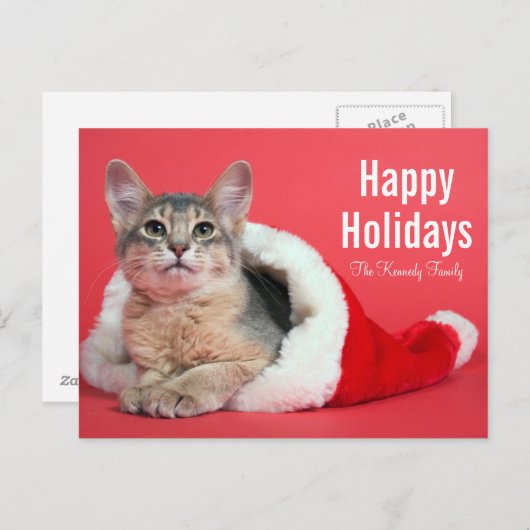 Het kat van Kerstmis Feestdagenkaart (Voorkant / Achterkant)