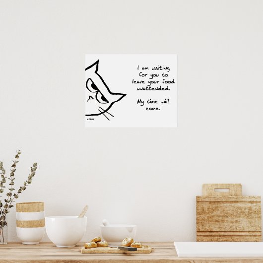 Het Kat zal je voedsel sturen - Funny Cat Poster (Keuken)