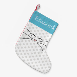 Het kat ziet Gepersonaliseerd Blauw en Zilver Kleine Kerstsok