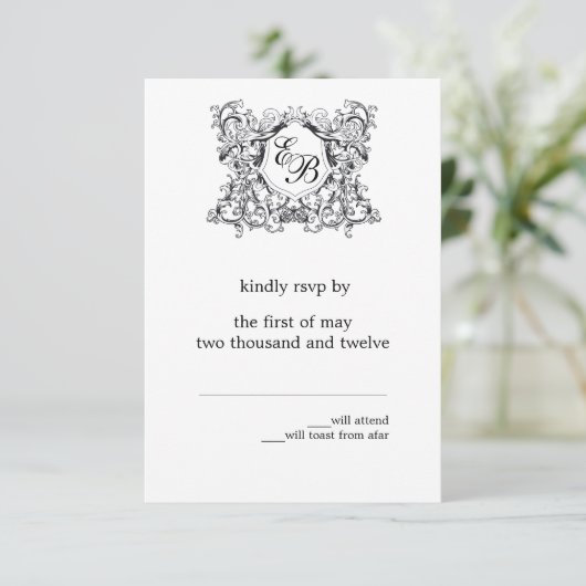 Het 'Kate' Monogram Wedding RSVP (Staand voorkant)