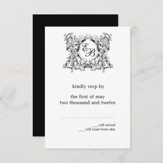 Het 'Kate' Monogram Wedding RSVP (Voorkant / Achterkant)