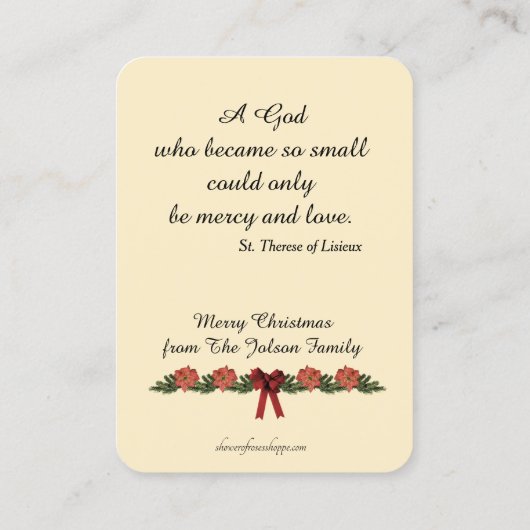 Het katholieke kerstgebed van de heilige Kaart Visitekaartje (Achterkant)