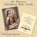 Het katholieke kerstgebed van de heilige Kaart Visitekaartje<br><div class="desc">Dit is een prachtig traditioneel katholiek vintage beeld van St. Therese van het Kind Jezus met de Baby Jezus in haar armen. Alle tekst en lettertypen kunnen worden gewijzigd.</div>