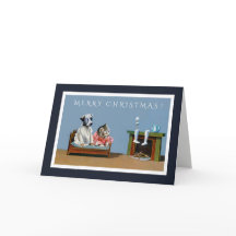 Het katje en het Puppy wachten op de Kerstkaart