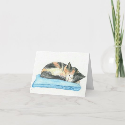 Het Katje Notecard van het Calico van de slaap Kaart (Voorkant)