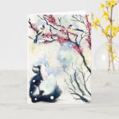 Het katje van Chickadee Kaart (Gele Bloem)