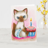 Het Katje van de verjaardag - het Leuke Art. van Kaart (Gele Bloem)