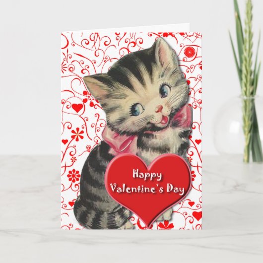 Het Katje van Valentijn Feestdagen Kaart (Voorkant)