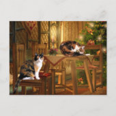 Het katKerstmis van het calico Feestdagenkaart (Voorkant)