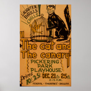 Het Katten en de Canarische Vintage 1940 WPA Poste Poster