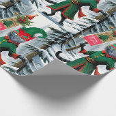 Het Kattenbos Elf Vrolijk kerstinpakpapier Cadeaupapier (Hoek)