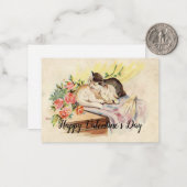 Het kattenpaar slaapt Valentijnsdag Notitiekaartje (Voorkant / Achterkant in situ)