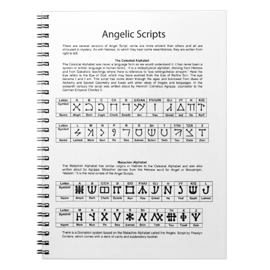 Het Keltische alfabet Angelic Script Chart Notitieboek (Voorkant)