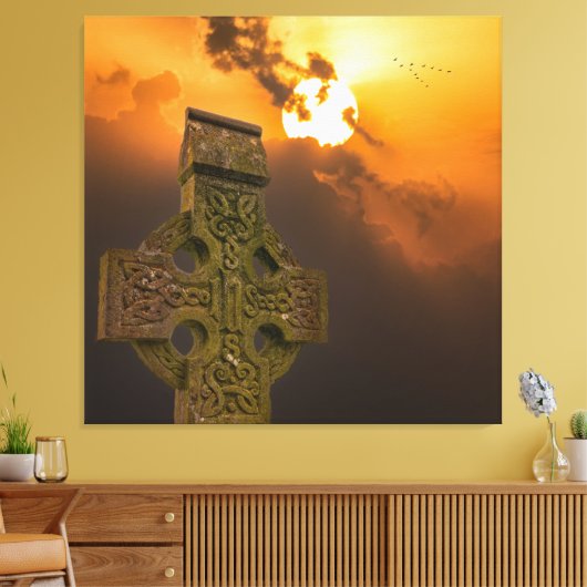 Het Keltische kruis Canvas Afdruk (Insitu (Woonkamer))