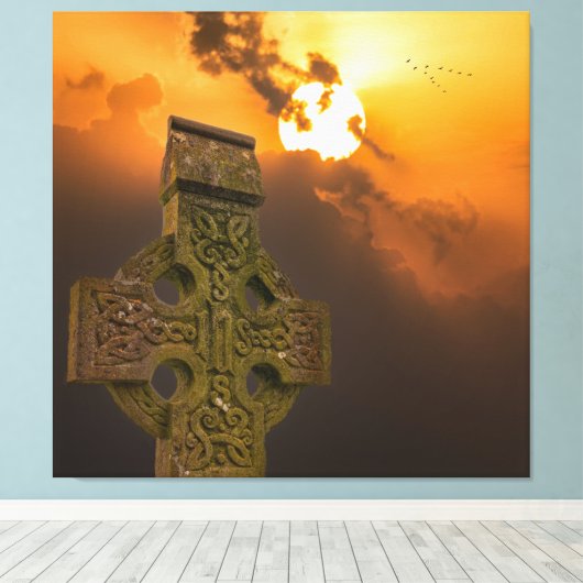 Het Keltische kruis Canvas Afdruk (Insitu (Houten vloer))