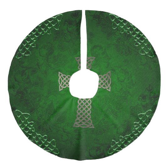 Het Keltische kruis Imitatie Linnen Kerstboom Kleed (Voorkant)