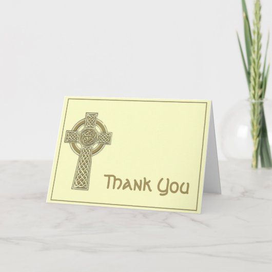 Het Keltische Kruis in Goud en het Ivoor Mythic Bedankkaart (Voorkant)