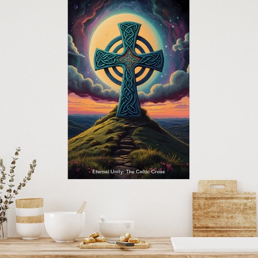 Het Keltische kruis is een baken van hoop. Poster (Keuken)