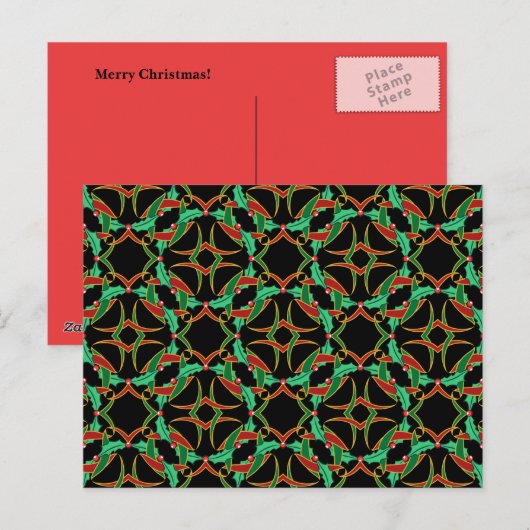 Het Keltische Patroon van de Kroon van de Hulst Feestdagenkaart (Voorkant / Achterkant)