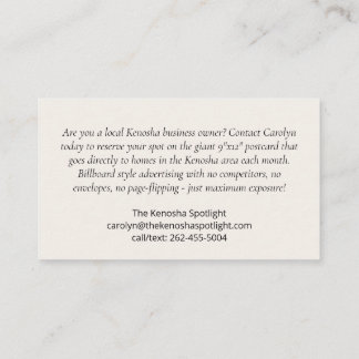 Het Kenosha Spotlight Visitekaartje