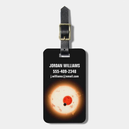 Het Kepler-16 systeem. Bagagelabel (Voorkant verticaal)