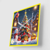 Het kerstcadeau van Snowman Vierkante Klok (Hoek)