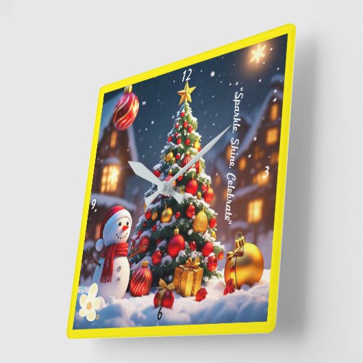 Het kerstcadeau van Snowman Vierkante Klok (Hoek)