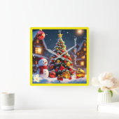 Het kerstcadeau van Snowman Vierkante Klok (Huis)
