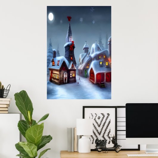 Het kerstdorp | AI Art Poster (Thuiskantoor)