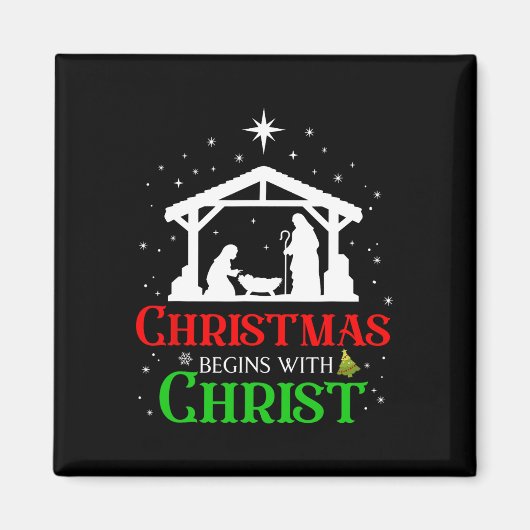 Het kerstfeest begint met het christelijk-Christel Magneet (Voorkant)