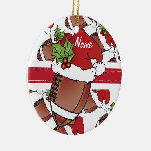 Het kerstFootball van het Pet van Santa personalis Keramisch Ornament (Rechts)