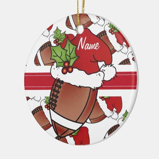 Het kerstFootball van het Pet van Santa personalis Keramisch Ornament (Links)