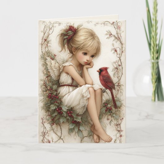 Het kerstgebed van een kardinaal feestdagen kaart (Voorkant)