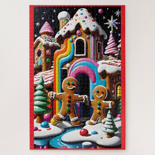 Het kerstkoekjespaar legpuzzel (Verticaal)