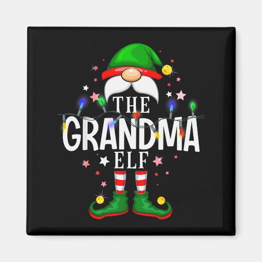 Het Kerstmis Familie Pyjama Feest van de Oma Elf Magneet (Voorkant)