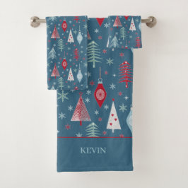 Het kerstpatroon in de winter. bad handdoek