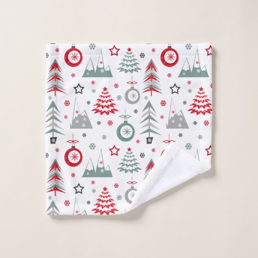 Het kerstpatroon in de winter. Dataset Bad Handdoek (Wasdoekje)