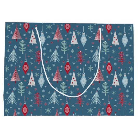 Het kerstpatroon in de winter. groot cadeauzakje (Achterkant)