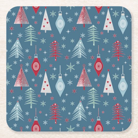 Het kerstpatroon in de winter. kartonnen onderzetters (Voorkant)