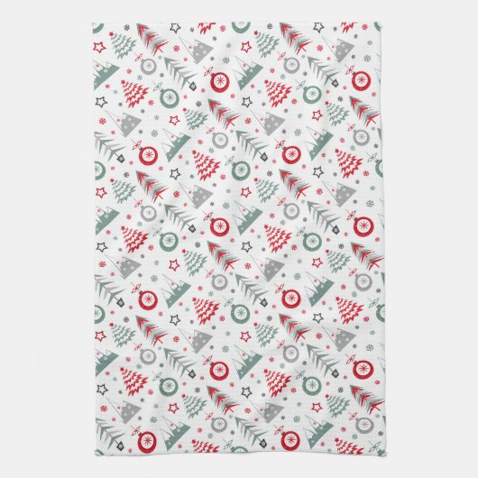 Het kerstpatroon in de winter. keukenhanddoek (Verticaal)