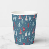 Het kerstpatroon in de winter. papieren bekers (Links)