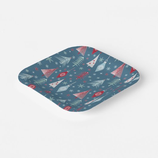 Het kerstpatroon in de winter. papieren bordje (Gebogen)