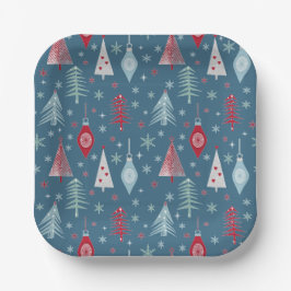 Het kerstpatroon in de winter. papieren bordje