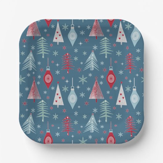 Het kerstpatroon in de winter. papieren bordje (Voorkant)