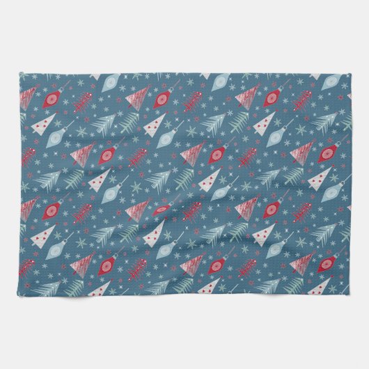 Het kerstpatroon in de winter. theedoek (Horizontaal)