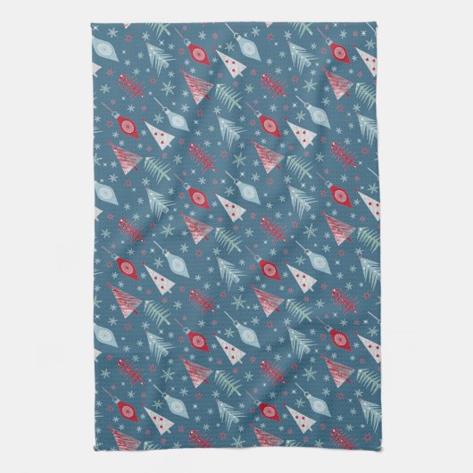 Het kerstpatroon in de winter. theedoek (Verticaal)